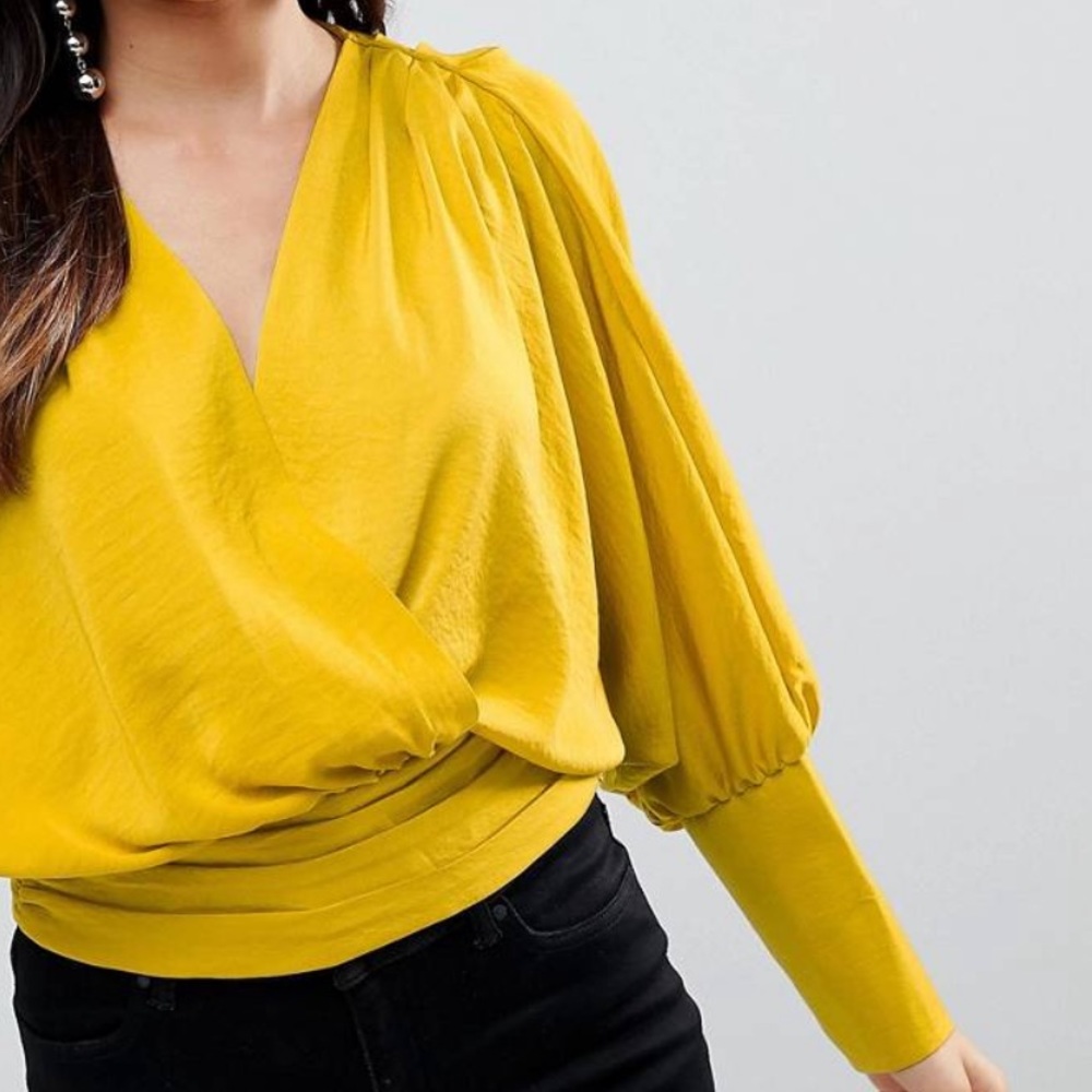ASOS Design Satin Batwing Wrap Top